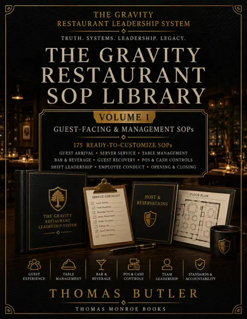 Gravity Restaurant SOP Library Volume 1 leather cover