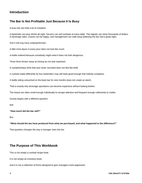 Restaurant Bar, Beverage & Pour Cost Control sample page: Why busy bars can still lose money