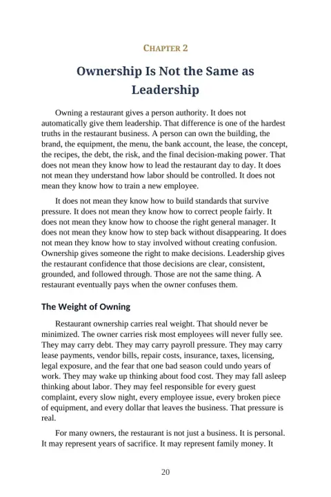 The Owner's Chair sample page: Ownership Is Not the Same as Leadership