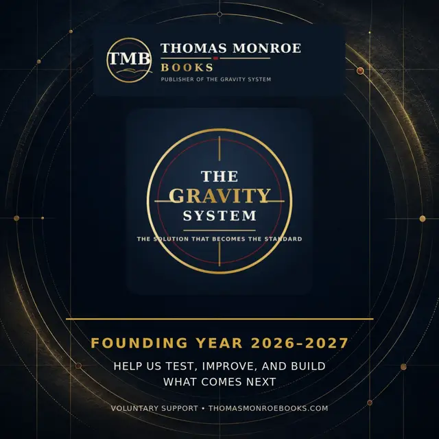Thomas Monroe Books and the Gravity System Founding Year support graphic