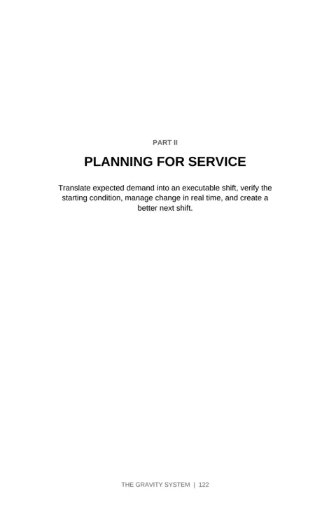 Systems of Service sample page: Part II Planning for Service