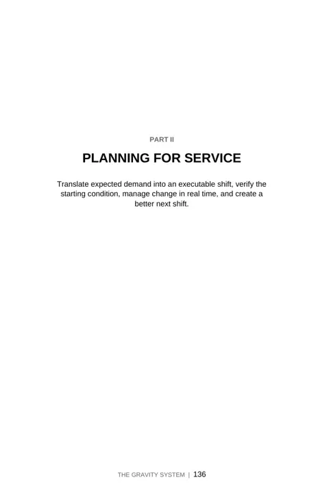 Systems of Service sample page: Part II Planning for Service