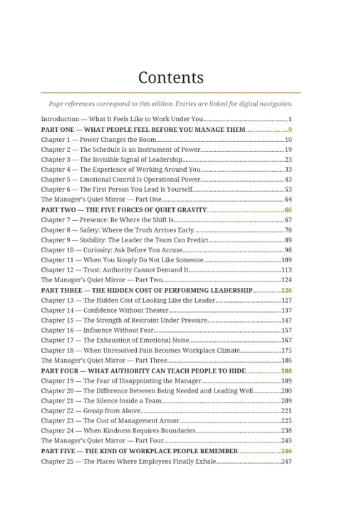 Quiet Gravity sample page: Complete contents
