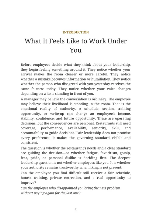 Quiet Gravity sample page: What It Feels Like to Work Under You