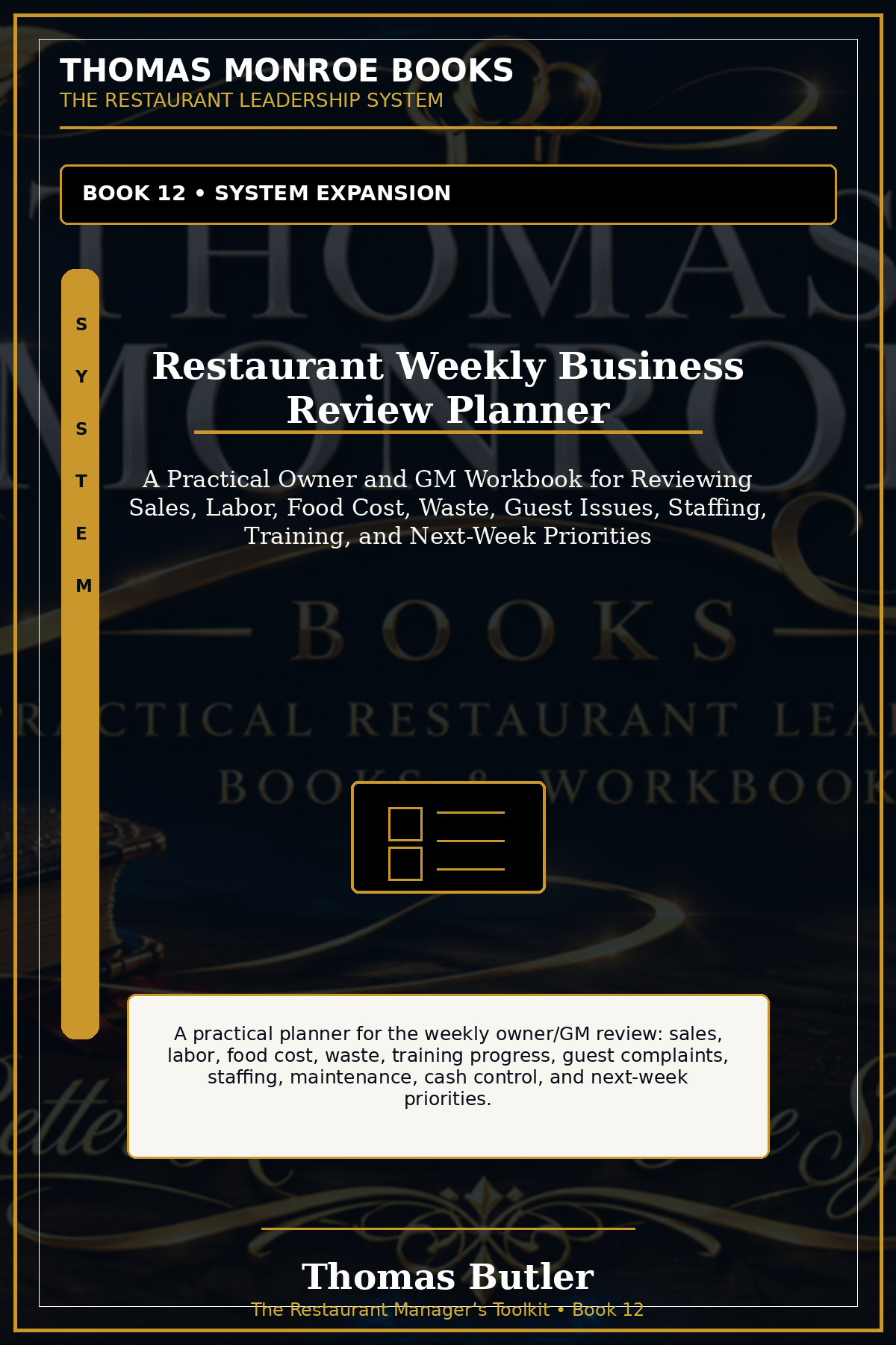 Restaurant Weekly Business Review Planner cover